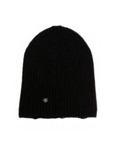 A PAPER KID BLACK RIBBED WOOL BEANIE